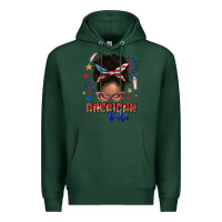 Sports Green American babe afro messy bun Premium Hoodie - texasbilliewilder