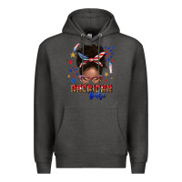 Charcoal Heather American babe afro messy bun Premium Hoodie - texasbilliewilder