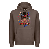 Coffee American babe afro messy bun Premium Hoodie - texasbilliewilder