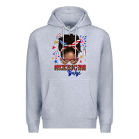 Heather Grey American babe afro messy bun Premium Hoodie - texasbilliewilder