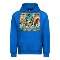 Cobalt western running horses Urban Hoodie - Zillion Design Studio
