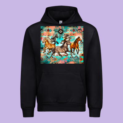 Western Running Horses Urban Hoodie Designed By Zillion Design Studio