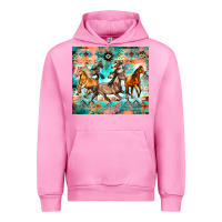 Fuchsia Pink western running horses Urban Hoodie - Zillion Design Studio