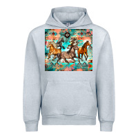 Heather Grey western running horses Urban Hoodie - Zillion Design Studio