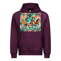 Mauve Wine western running horses Urban Hoodie - Zillion Design Studio