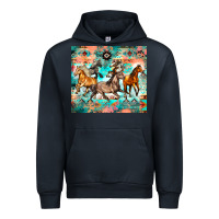 Navy western running horses Urban Hoodie - Zillion Design Studio