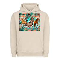 Pigment French Oak western running horses Urban Hoodie - Zillion Design Studio