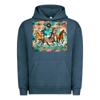 Pigment Midnight Navy western running horses Urban Hoodie - Zillion Design Studio