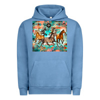 Pigment Pebble Blue western running horses Urban Hoodie - Zillion Design Studio