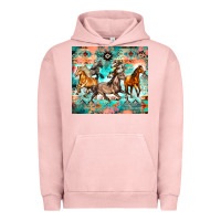 Pigment Salmon western running horses Urban Hoodie - Zillion Design Studio