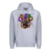 Heather Grey mardi gras hat german shepherd Premium Hoodie - RanaPortraitStore