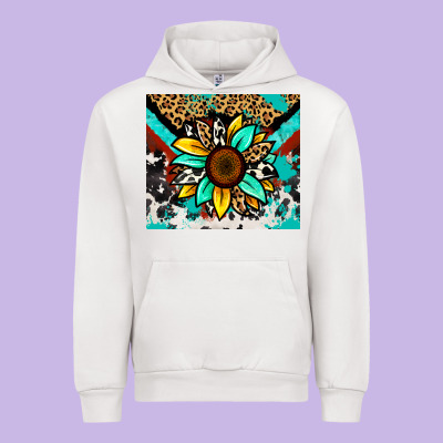 Turquoise Gemstone Sunflower Urban Hoodie Designed By Zillion Design Studio
