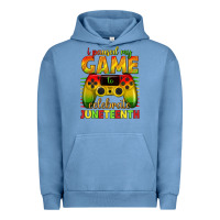 Pigment Pebble Blue i paused my game celebrate juneteenth Urban Hoodie - texasbilliewilder