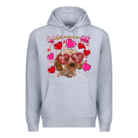 Heather Grey valentine's day cockapoo Premium Hoodie - RanaPortraitStore