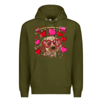 Army Green valentine's day cockapoo Premium Hoodie - RanaPortraitStore