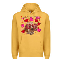Mustard valentine's day cockapoo Premium Hoodie - RanaPortraitStore