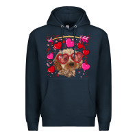 Navy valentine's day cockapoo Premium Hoodie - RanaPortraitStore