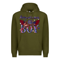 Army Green American boy with cowboy Premium Hoodie - texasbilliewilder