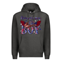 Charcoal Heather American boy with cowboy Premium Hoodie - texasbilliewilder