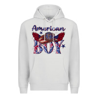 Dove Grey American boy with cowboy Premium Hoodie - texasbilliewilder