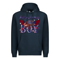 Navy American boy with cowboy Premium Hoodie - texasbilliewilder