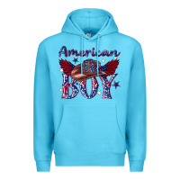 Ocean Blue American boy with cowboy Premium Hoodie - texasbilliewilder