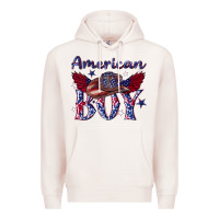 Pale Pink American boy with cowboy Premium Hoodie - texasbilliewilder