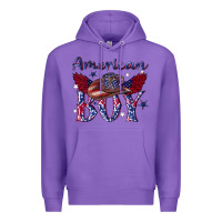 Purple American boy with cowboy Premium Hoodie - texasbilliewilder