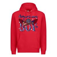 Red American boy with cowboy Premium Hoodie - texasbilliewilder