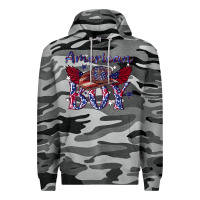 Slate Camo American boy with cowboy Premium Hoodie - texasbilliewilder