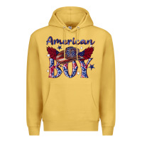 Antique Gold American boy with cowboy Premium Hoodie - texasbilliewilder