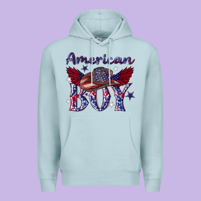 American Boy With Cowboy Premium Hoodie Designed By Texasbilliewilder