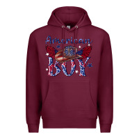 Burgundy American boy with cowboy Premium Hoodie - texasbilliewilder