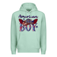 Seafoam American boy with cowboy Premium Hoodie - texasbilliewilder