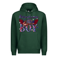 Sports Green American boy with cowboy Premium Hoodie - texasbilliewilder