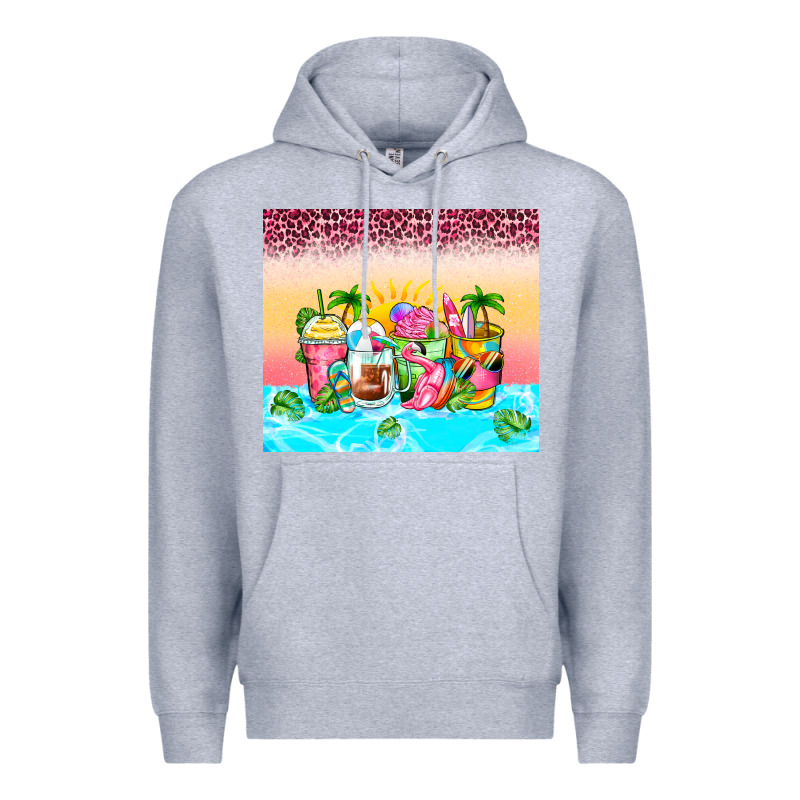 Beach Summer Coffee Cups Premium Hoodie by Zillion Design Studio | Teevron
