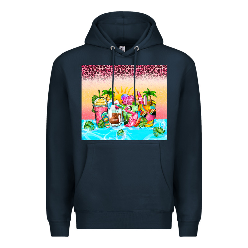 Beach Summer Coffee Cups Premium Hoodie by Zillion Design Studio | Teevron