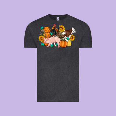 Farm Life Fall Pig Cow Rooster Vintage Tee Designed By Artiststas