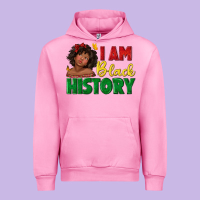 Urban Hoodie i am black history with afro black girl