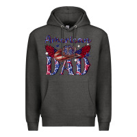 Charcoal Heather American dad with cowboy Premium Hoodie - texasbilliewilder
