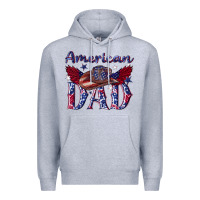 Heather Grey American dad with cowboy Premium Hoodie - texasbilliewilder