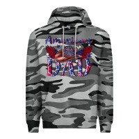 Slate Camo American dad with cowboy Premium Hoodie - texasbilliewilder