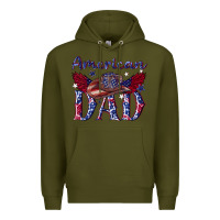 Army Green American dad with cowboy Premium Hoodie - texasbilliewilder