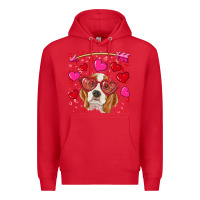 Red valentine's day  beagle Premium Hoodie - RanaPortraitStore