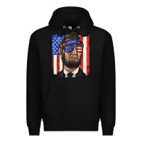 Black American flag with lincoln Premium Hoodie - texasbilliewilder