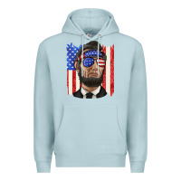 Blue Mist American flag with lincoln Premium Hoodie - texasbilliewilder