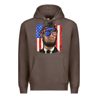 Coffee American flag with lincoln Premium Hoodie - texasbilliewilder
