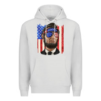 Dove Grey American flag with lincoln Premium Hoodie - texasbilliewilder