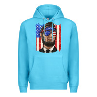Ocean Blue American flag with lincoln Premium Hoodie - texasbilliewilder