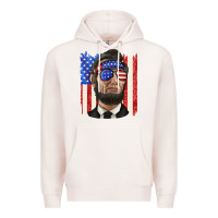 Pale Pink American flag with lincoln Premium Hoodie - texasbilliewilder